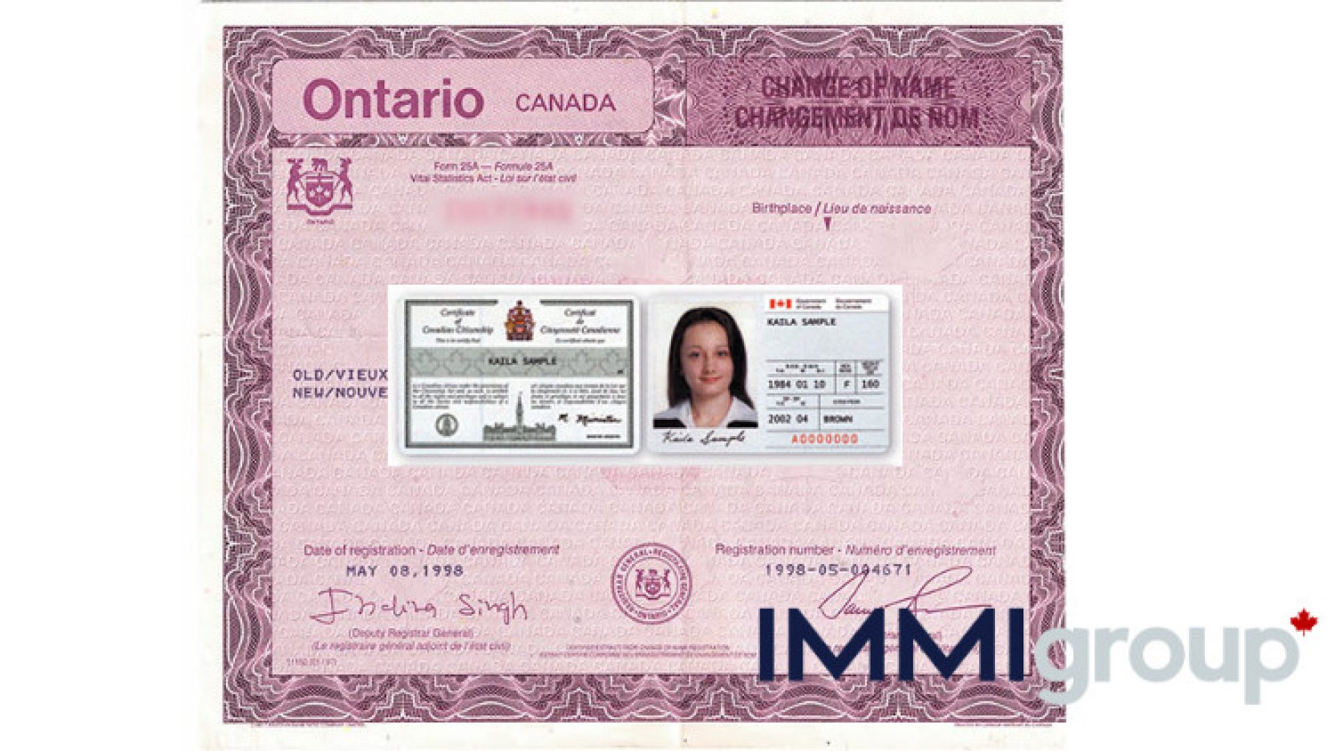 changing you name document form Ontario and citizenship card needs updating