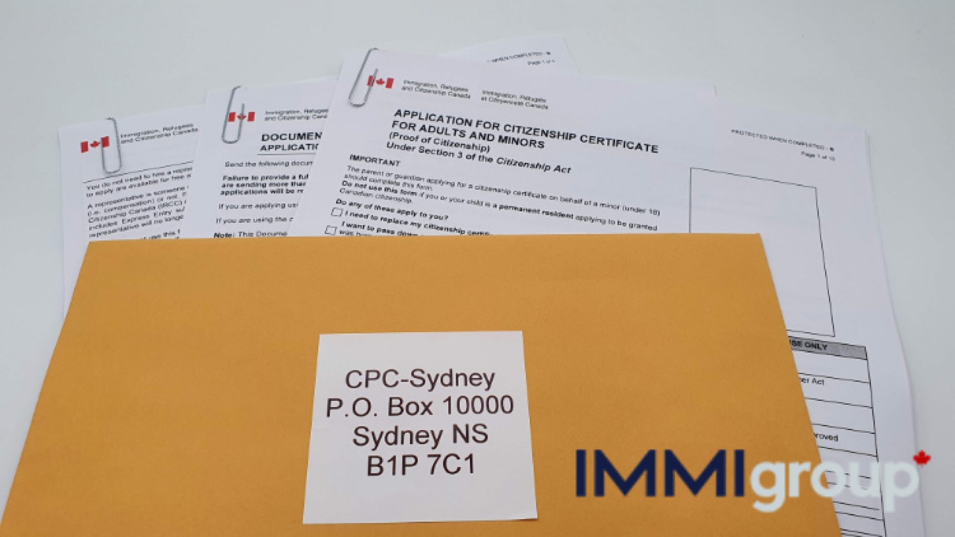 application for citizenship certificate kit and envelop