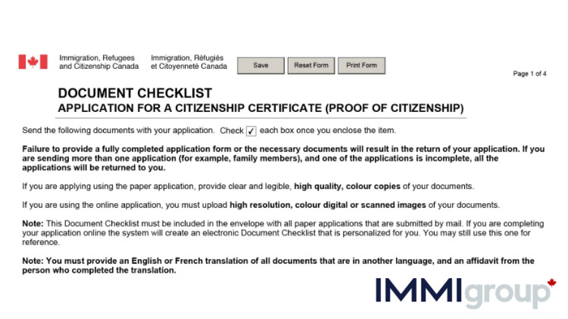 supporting document checklist for citizenship certificate application