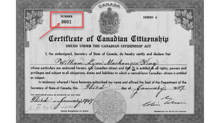 First Citizenship Card, 1947 first Canadian, when Canada started